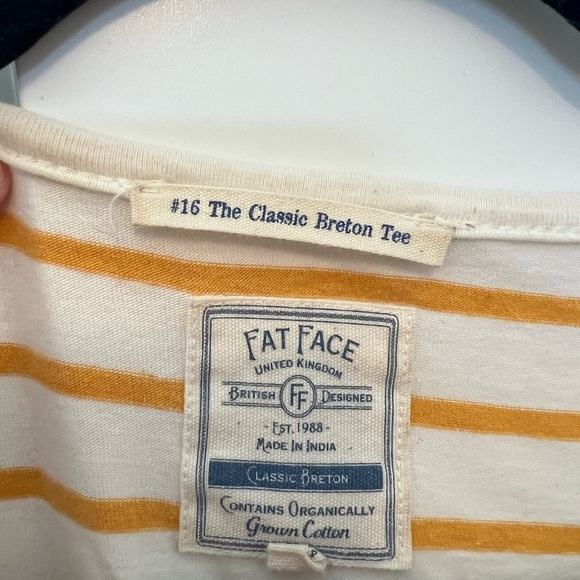 Fat Face Striped Essential Classic Breton Cotton Top Natural yellow Size US 14 - Picture 2 of 12